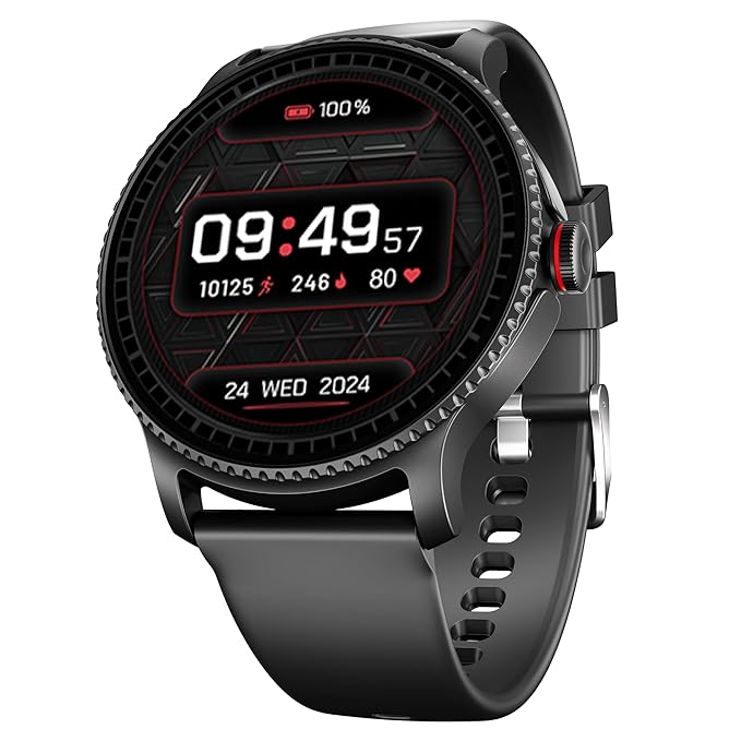 Boat Lunar Discovery w/ 1.39" (3.5 cm) HD Display, Turn-by-Turn Navigation, DIY Watch Face Studio, Bluetooth Calling, Emergency SOS, QR Tray, Smart Watch for Men & Women(Active Black)