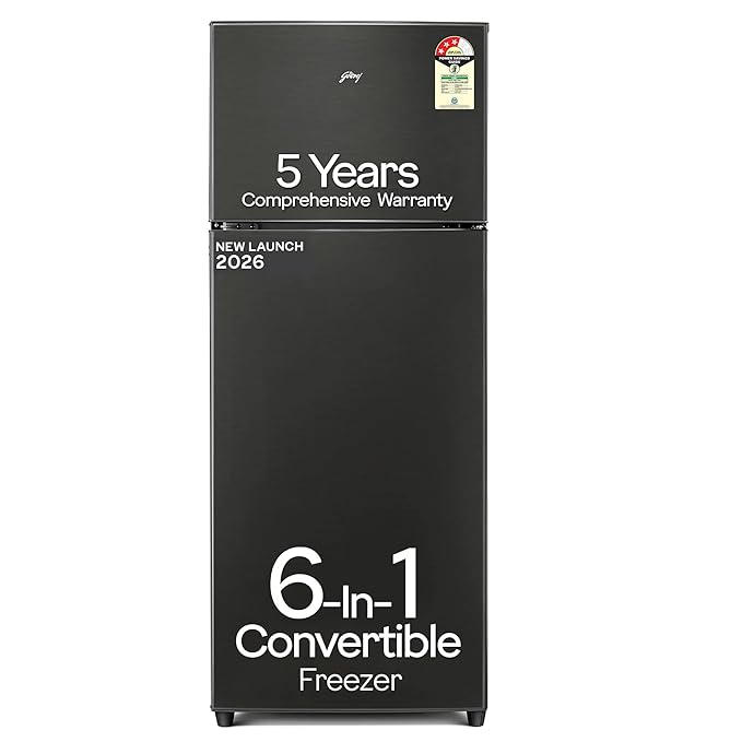 Godrej 244 L 3 Star 5 Years Comprehensive New Launch | Convertible Freezer | 95%+ Food Surface Disinfection | Double Door Refrigerator (2026 Model, RT EONVALOR 280CN RCIF FS ST, Fossil Steel)